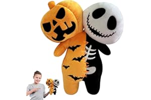 POPOYU Halloween Pumpkin Skeleton Stuffed Animal Plush Pillow,Ghost Pillows for Boys Girls,Soft Hugging Pillow Cute Ghost Plush Toy for Kid Halloween Party Favor,Gift Sofa Bedroom Kids Room Decor