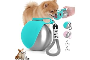 Gourde pour Chien, Gourde Chien Promenade Gamelle éTanche avec Bol Pliable en Silicone, 285ml Gourde Chien Voyage pour Les Promenades Et RandonnéEs en ExtéRieur (Bleu)