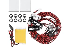 Oumefar Luce Lampeggiante RC, Kit Sistema di Illuminazione RC Facile da Installare a 8 LED Realistico Facile da Usare per Elicotteri per Aeroplani