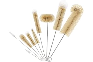 Masthome Juego de 9 Piezas Botella de Limpieza Cepillos, 9 Piezas Cepillo de Limpieza Multiusos con Mango Largo, Cepillo para Biberones, Vidrio, Pajita, Termo y Varios Recipientes, 9 Dimensiones