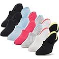 Peds Women's Essential Mid Cut No Show Socks with Y Heel Casual, Black/White/Sport Grey/Pink/Blue (12-Pairs), Shoe Size: 3-8 UK (Pack of 12)