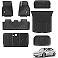 3W 9 Piece Set Floor Mats & Boot Liner & Seat Back Cover Fit for Tesla Model Y 2021-2024 2025, All Weather Dog Friendly TPE Car Mats Anti-slip Heavy Duty Tesla Accessories (Not for Model Y Juniper)