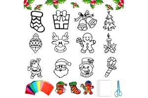 DTXYBC Weihnachten Basteln Kinder, 12 Stück Fensterbilder Weihnachten Basteln, Bastelvorlagen für Weihnachts Kinder, Fenster Sticker Schablonen, Weihnachtens Advent Silvester Kreative Geschenke