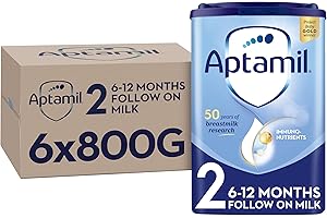 Aptamil 2 Follow On Baby Milk Powder, 6-12 Months, 800g (Pack of 6) - Packaging May Vary