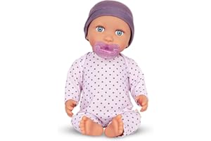 LullaBaby – 14-Inch Realistic Baby Doll – Soft Body & Removable Outfit – Hat & Pacifier Accessory – Toys For Kids Ages 2 & Up – Baby Doll – Lilac Polka Dot Pajama