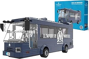 Megableu - Bus à Assembler Olympique DE Marseille- 319 Briques de Construction - Maquette Licence Officielle Om - Jeu de Construction pour Adultes & Enfants - Idée Cadeau Fans - Supporter Football Om
