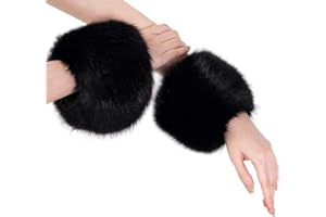 COSYSPARKS Faux Fur Wrist Cuffs, Winter Faux Fur Wrist Band Ring Cuffs Warmer Fluffy Wrist Cuffs Soft Faux Fur Cuffs Fur Sleeve Cuffs Winter Wrist Band for Women Girls(1 Pair)