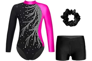 Oyolan Enfant Fille Justaucorps Gymnastique avec Short Ensemble Gym Tenue Patinage Danse Costume Spectacle