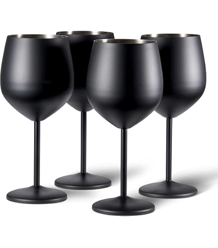 Lot De 6 Verres à Vin PLATINUX - Noir Et Blanc - 130ml (max 320ml) - Verre Pressé Solide - Pour Fêtes Et Bars