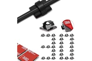 ELEPURE 30 clip per cavi adesivi durevoli da 3 m, organizer per cavi, autoadesivo, regolabile, per ufficio, casa, TV, caricabatterie/auto/PC (nero)