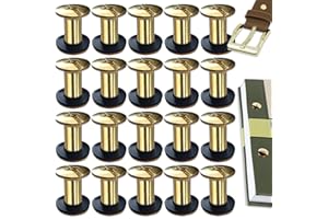 SHSMPXOY 20 Juegos Remaches Tornillo Encuadernacion, M5*10Tornillos de Chicago,Remaches de Tornillo Para Cuero Reparación para Bolsos, Libros, Collares, Mochilas, Correas de Perro, Correas (Oro)