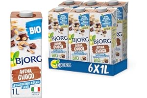 BJORG Bevanda di Avena e Cioccolato Biologica, Bevanda Vegetale a Basso Contenuto di Grassi, Ottima per Ricette Dolci, Gusto Avvolgente e Goloso, Vegan, Formato 6 x 1L