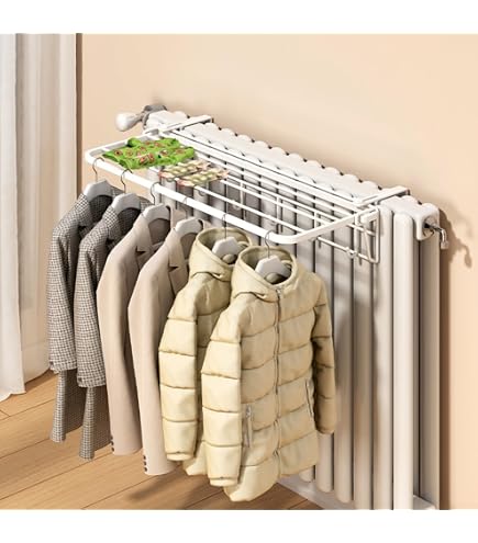 Portasciugamani Da Termosifone 35 Cm – Salva-spazio In Ferro, Nero O Bianco, Installazione Senza Fori