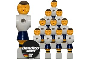 ‎BANDITO Kickerfigur Champion, 2-farbige Soccer-Figur universell passend für alle Tischkicker-Stangen mit Ø 16 mm, gerillte griffige Fußfläche, robust, Team Set mit 11 St. rot und blau