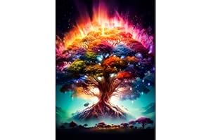 AIRDEA Kit per pittura 5D con albero della vita, per adulti e principianti, kit completo fai da te con paesaggi, kit completo per diamond art, fantasia con intaglio con diamanti, kit per pittura con i