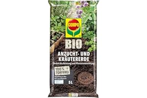 COMPO BIO Anzuchterde und Kräutererde, Erde für Aussaaten, Kräuter, Stecklinge und Jungpflanzen, Blumenerde, Torffrei, 5 Liter