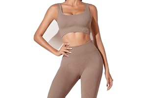 JN JANPRINT Workout Outfits for Women 2 Piece Set Ribbed Seamless Yoga Outfits Crop Top Leggings Exercise Sports Bra Tracksuits Set