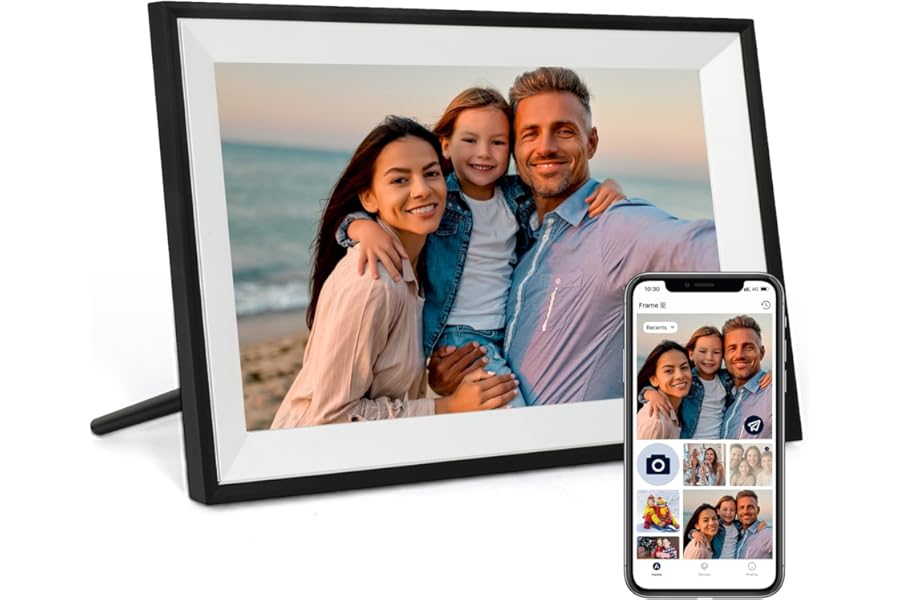 Digital Picture Frame 10.1 Inch Large Digital Photo Frame with 1280 * 800 IPS Full HD Touchscreen, Humblestead 32GB WiFi Smart Frame Share Photos and Videos via AiMOR App, Black