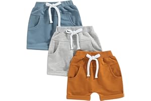 Himllauen Baby Jungen Shorts 3er-Pack Sommer Einfarbig Shorts 0-3 Jahre Kinder Kurze Hosen