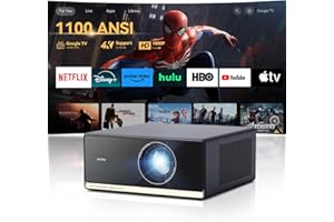 ‎WANBO WANBO X5 Pro Smart Beamer 4K Heimkino, Google TV/1100 ANSI/Netflix, HDR10, Autofokus Trapezkorrektur, CEC, 5G+2.4G WiFi Bluetooth, 1080P FHD, 26dB, Outdoor Tageslicht Projektor mit 12W HiFi Speakers