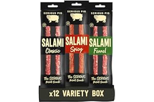Serious Pig Salami Snacks Variety Pack High Protein British Cured Pork Keto Friendly (12 x 30g)