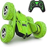 SGILE 4WD Remote Control Car for 6-12 Years Old Kids - 2.4Ghz 360° Double Side Flips RC Stunt Car Truck Toy Gift, Green