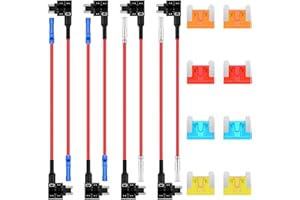 ALLECIN Micro Stromdieb KFZ Sicherung Adapter Niedriges Profil Flachsicherungsadapter Piggyback 12V Stecksicherung Verteiler Add A Circuit mit Mikro Autosicherungen 5A 10A 15A 20A für Auto (8 Stück)