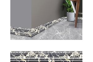 MYBOO 3D Pattern Sticker Wall Trim Line Skirting Border, 230x8CM Wallpaper Borders Self Adhesive Waterproof 3D Foam Edge Strip Border Dado Rail Decoration for Living Room Bedroom Kitchen Home (Marble Gold)
