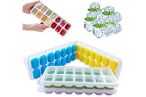 Nutabevr 4 Pack Eiswürfelform Silikon Mit Deckelm BPA Frei,14-Fach Silikon Eiswürfelform Einfach Herauszunehmen,Platzsparend und stapelbar Ice Tray Cube,für Ice cube tray,Gekühlte Getränke und Whisky