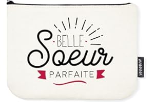 Manahia Pochette Coton Belle Soeur - Belle Soeur Parfaite - Cadeau Belle Soeur - 100% Coton - Annonce Naissance - Cadeau Noël, Anniversaire - Trousse Femme