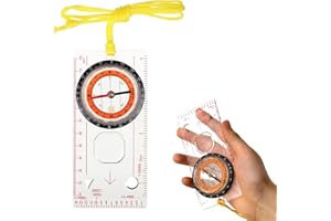 WLERTCOP Boussole Course Navigation, Scout Garçon Orientation Boussole Randonnée Légère avec Déclinaison Ajustable pour Expédition Lecture Carte Camping, Sport Plein Transparent Boussole Fluorescente