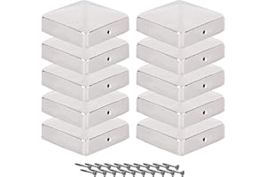 10 x Capuchon pour poteaux de clôture (90x90 mm) | Acier inoxydable | Forme pyramidale | Capuchon pour poteaux en bois avec vis VIIRKUJA
