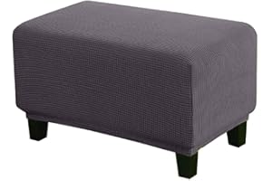 JHLD Copri Pouf Elasticizzato, Rettangolare Copertura Dell'Ottomano Jacquard Copri Pedaliera con Elasticizzato Parte Inferiore per Bambini Animale-Grigio B-Large