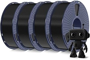 SUNLU 4KG High Speed PLA Meta Filament Bundle, Filament PLA pour Imprimante 3D 1,75 mm ± 0,02 mm, Filament 3D Plus Résistant et Soigneusement Enroulé, 4kg au Total, 1kg par Bobine, meta pla Noir