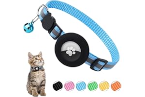 Ledeak Airtag Collar Gato Reflectante Antiahogo Compatible GPS, con Cascabeles y Hebilla Segura para Gatitos y Cachorros (Azul Lago)