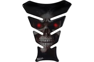BIKE-LABEL Protège-réservoir 3D - 500123 - Avec motif tête de mort/yeux rouges - Compatibilité universelle avec Yamaha, Honda, Kawasaki, Ducati, Suzuki, KTM, BMW, Triumph et Aprilia