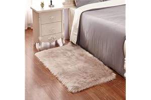 DQMEN Piel de Cordero Oveja/Sheepskin Rug Cordero, imitación mullida Alfombras imitación Piel sintética Deko Piel,para salón Dormitorio baño sofá Silla cojín (Marrón, 50 x 150cm)