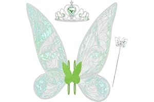 JGT Ali delle Fate, Verdi, Carnevale per Donne Adulte, Gils Bambini, Ali di Farfalla, per Fata, Angelo, Principessa, Halloween, Costume per Feste di Compleanno