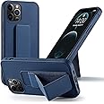 Fix fame iPhone 12 Pro Case with Magnetic Stand & Holder, Premium Silicone Vertical & Horizontal Hand Strap and Grip and Multi Stand, Car Mount Kickstand Case Finger Strap Cover (Blue)