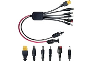 EHOM cavo solare 6 in 1 cavo solare di carica XT60 connettore solare su adattatore,16AWG cavo pannello solare per centrale portatile generatore solare centrale IP67 impermeabile, 60 cm