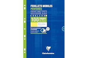 Clairefontaine 1746C Astuccio di fogli mobili forati Gialli - A4 21x29,7 cm - 100 pagine a quadretti piccoli- Carta Bianca 90 g - Astuccio Riutilizzabile