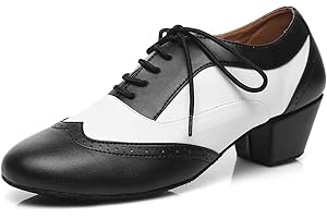 MINITOO Scarpe da ballo standard uomo in pelle classica L421 Nero Bianco 4 5 cm Tacco EU