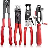 Set of 4 Professional Car Clamp Pliers for Hose Clamp | Carbon Steel Metal Clamps for Tubes, with Circlips Pliers Cutting Pli