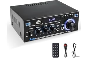 KOOLSHIRO Stereo Audio Amplifier, Bluetooth 2.0 Channel Speaker Amplifier HiFi for Speakers FM Radio, Karaoke, LCD Display & Remote Control, w/USB/SD/RCA/MIC/FM in, for Home Car Speakers 40W x 2