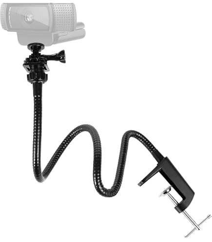 Support Flexible Col De Cygne Pour Webcam - Pince Bureau 38cm - Compatible Logitech Brio, C920, C930