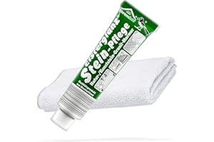 detailmate Politur Bundle mit 150ml XXL Tube | Elsterglanz Steinpflege Polierpaste + detailmate Premium Microfasertuch | Reinigt, poliert und konserviert Marmor Granit, Natur-/Kunststein