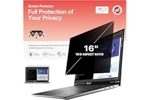 BERSEM 16 inch Removable Laptop Privacy Screen Filter for 16:9 Ratio Monitor, Anti-Spy, Anti-Glare, Anti-Scratch, UV-Blocking