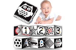 BINGGUNYO Libros Blandos para Bebés, libro blanco y negro bebe tela, Libros de Tela en Blanco y Negro, Animales Activity Libros Blandos,Libro de Tela Blandos para Bebés Recien Nacido Niños (C)