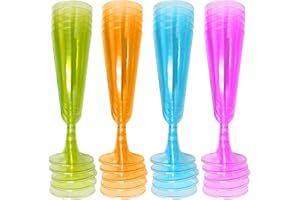 YSDYY 20 copas de champán coloridas, copas de champán de plástico, copas de vino reutilizables, copas de cristal de fiesta, copa de champán, para bodas, fiestas, picnics