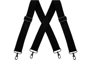 Buyless Fashion Tirantes para hombre - 48 "elásticos ajustables resistentes y 2" de ancho - espalda en X con ganchos negros